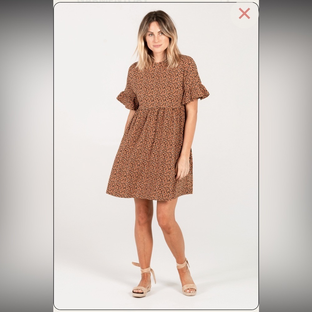 Rylee + Cru Brown Floral Midi Dress